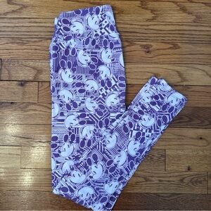 Lularoe Disney Mickey Mouse Head Purple White Geometric Leggings O/S Brand New